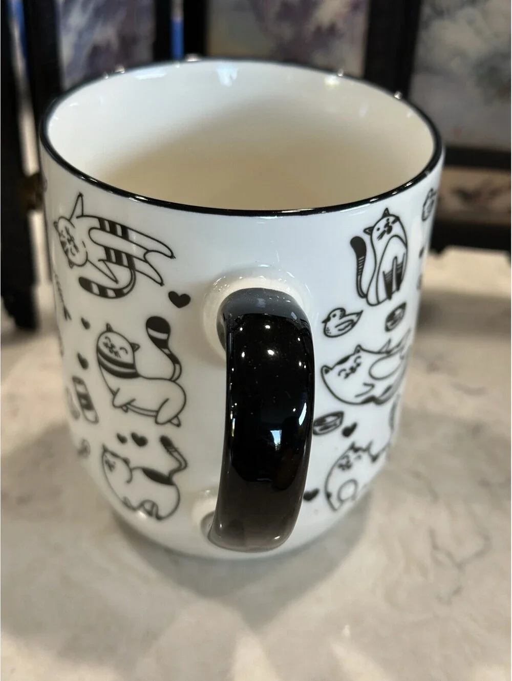 Cat Print Ceramic Mug Adorable Coffee Mug Cute Cat Mug